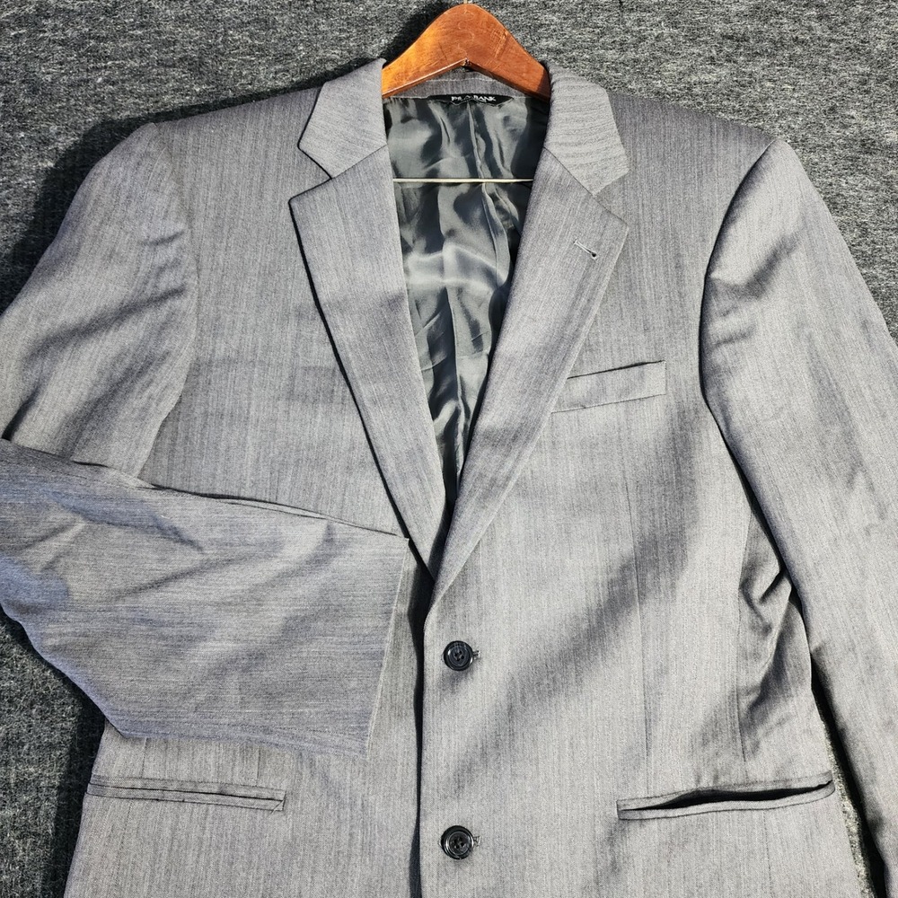 Jos. A. Bank Signature Collection Grey Herringbone 100% Wool Blazer 41R Mens - Picture 3 of 6